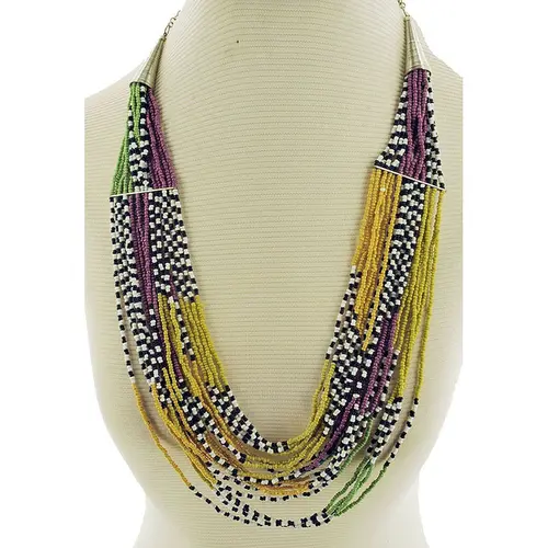 Colar Boho Vários Fios Miçangas
