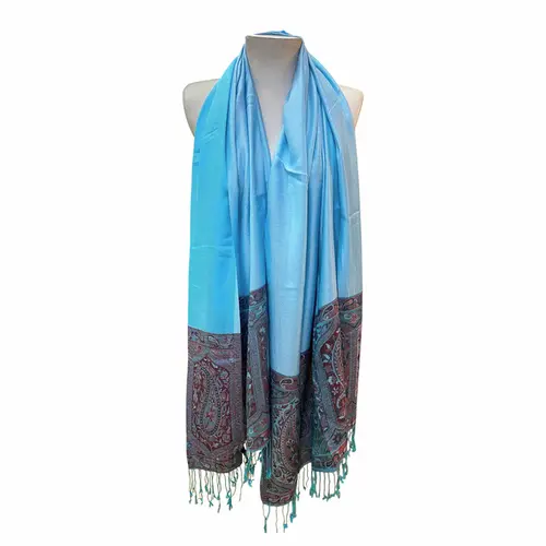 Echarpe Lisa de Viscose com Barrado Largo