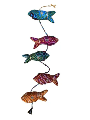 Móbile 5  Peixes Tecido Colorido