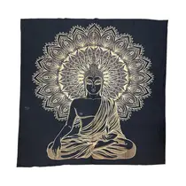 Painel Colcha Algodão Preto Silk Dourado