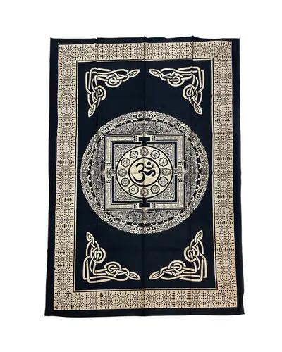 Painel Colcha Solteiro Algodão Preto Silk Dourado