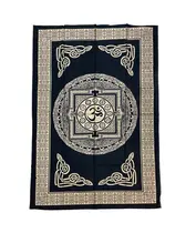 Painel Colcha Solteiro Algodão Preto Silk Dourado