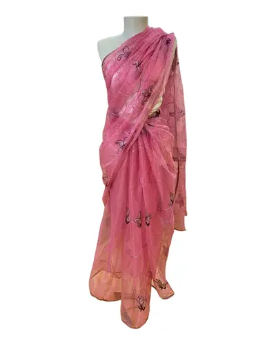 Saree Transparente  com Bordado