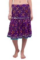 Saia Boho de Crepe Bordada com espelhinhos