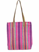 Bolsa Tecido Bordado Alça Couro