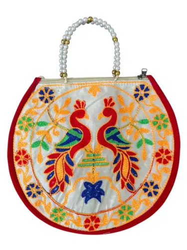 Bolsa Redonda Alça Pérola Pavão Colorido