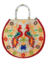Bolsa Redonda Alça Pérola Pavão Colorido