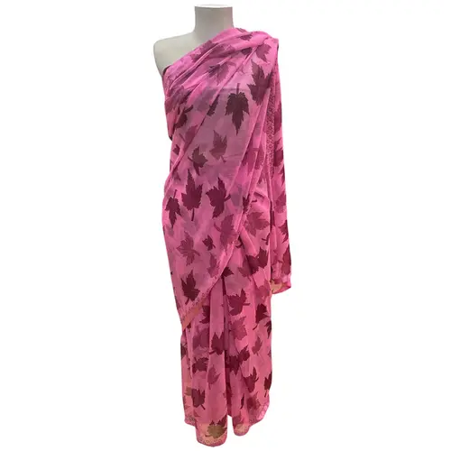 Saree Chiffon Em Tons Cor de Rosa