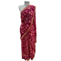 Saree de Poliéster Rosa Pink