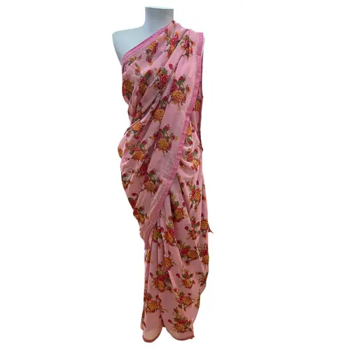 Saree Estampa Floral Cores Variadas